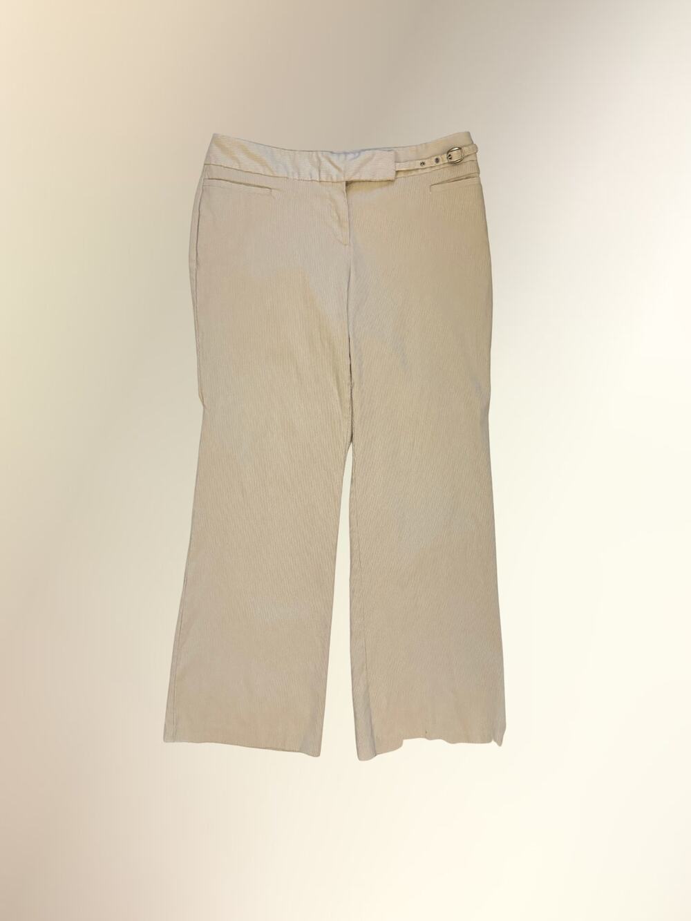 Y2K Axcess Liz Claiborne Tan Stretch Belted Flare Trouser Pants Women's 14